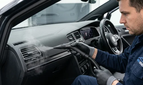 Parní čistič na auto čištění palubní desky a ventilace